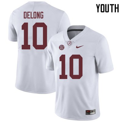 NCAA Youth Alabama Crimson Tide #10 Skyler DeLong Stitched College 2018 Nike Authentic White Football Jersey HC17R70CI